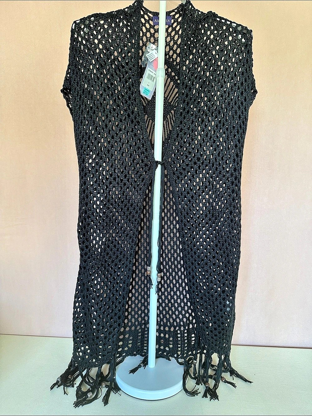 Artesia Open Knit Fringe Coverup Size Large NWT